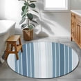 thumbnail image 4 of Blue Ombre Stripe Round Area Rug 3 FT, Small Kitchen Bathroom Mats, Farmhouse Simple Striped Washable Indoor Outdoor Throw Runner Carpet Non-Shedding Doormat for Table Shower Sofa Entryway, 4 of 8
