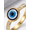 Gold, variant on Women's Statement Evil Eye Nazar Ring, Gold Tone Stainless Steel With Blue Enamel