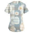 thumbnail image 2 of Nursing Uniforms，Scrub Tops Womens Cute Easter Printed Nurse Uniforms 2026 Short Sleeve Scrub V Neck Shirt with Pockets，Light Gray，M, 2 of 3