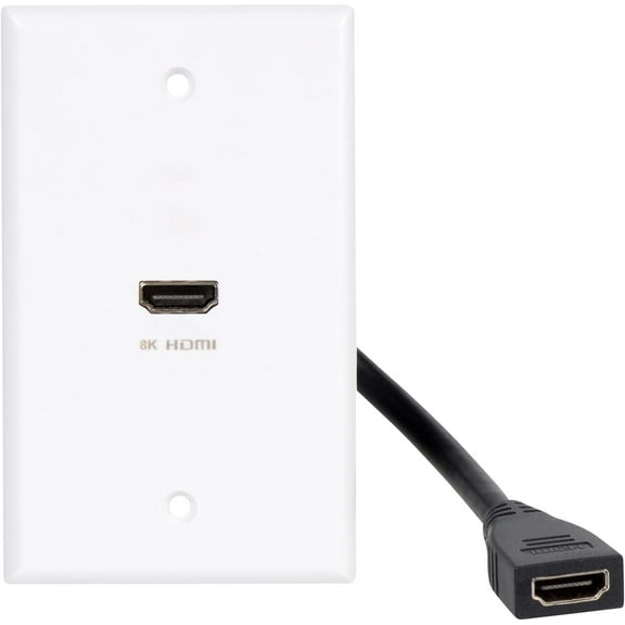 Buyer’s Point 1 Port 8K HDMI Wall Plate 8K 60Hz and 4K 120Hz (HDMI Outlet, HDMI Wall Outlet, HDMI Box Supporting VRR, ALLM and HDR) (White)
