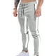 thumbnail image 3 of Pantalones largos para hombre, color a juego, bolsillos, cremallera, cuerda, pantalones casuales, pantalones para hombre, 3 of 5