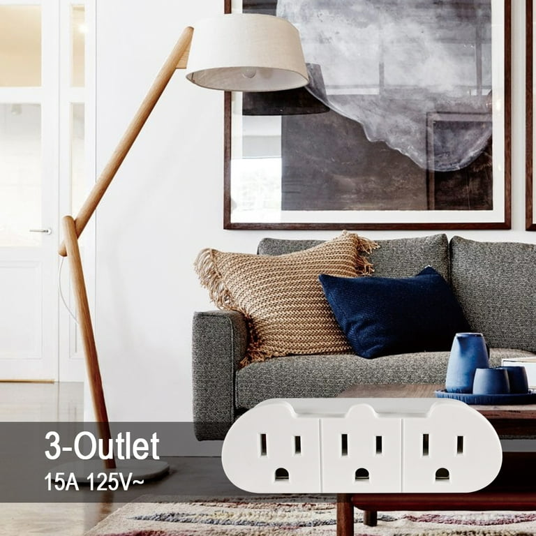 Hyper Tough 3-Outlet Grounded White Plug-In Type Wall Tap