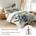 thumbnail image 7 of Fruit Blueberry Bedding Duvet Cover Set Full Size 4 Pieces Green Leaves Soft Twill Plush Quilt Cover, Include 1 Duvet Cover 1 Flat Sheet And 2 Pillow, 7 of 7