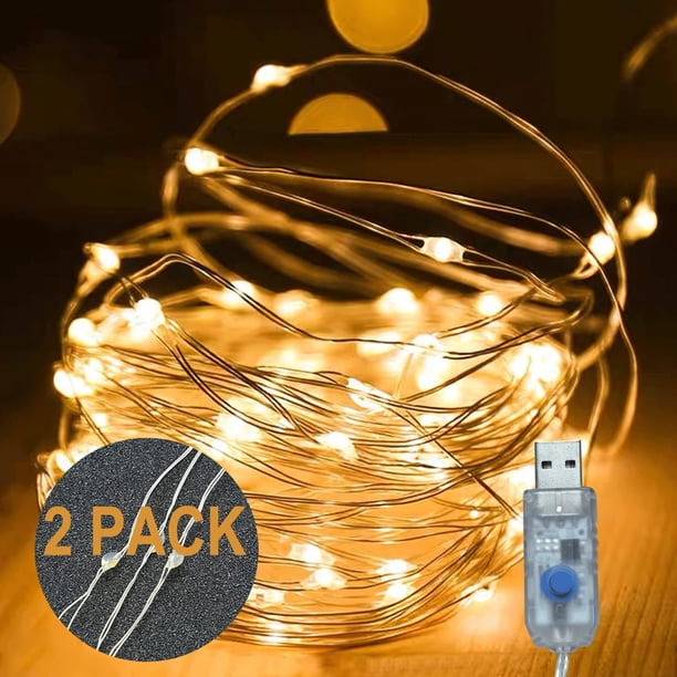 Fairy Lights MAY CLAFFY, 100 LED, 10 m, alimentación por USB, 8 modos, blanco cálido