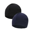 thumbnail image 2 of Spencer 2 Pack Fleece Beanie Hats Warm Winter Men Women Soft Skull Cap Unisex Adult Slouchy Plain Beanies, Black+Navy, 2 of 10