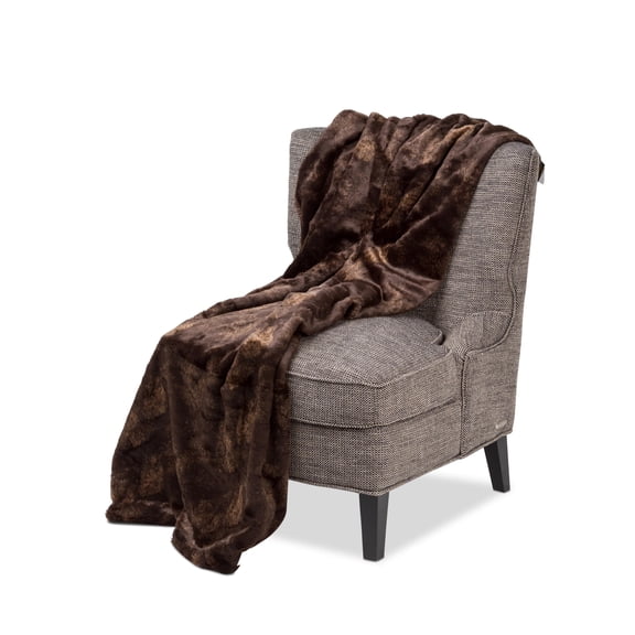 Michael Amini Bailey 56"x72" Faux-Fur Throw - Brown