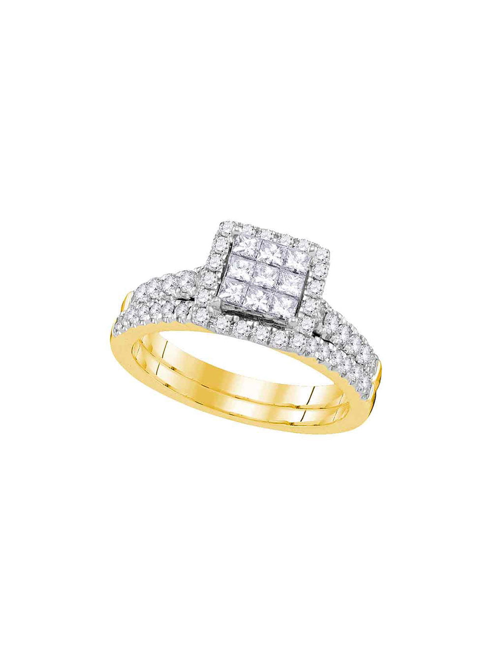 Solid 14k Yellow Gold Princess Cut Diamond Bridal Wedding Engagement ...