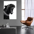 thumbnail image 4 of Mudket Roaring Black Panther with Diamond Necklace Canvas Wall Art, Modern Glam Fashion Trendy Wall Art Print for Living Room Bedroom Home Decor, Framed Ready to Hang - 12"L x 8"W, 4 of 9