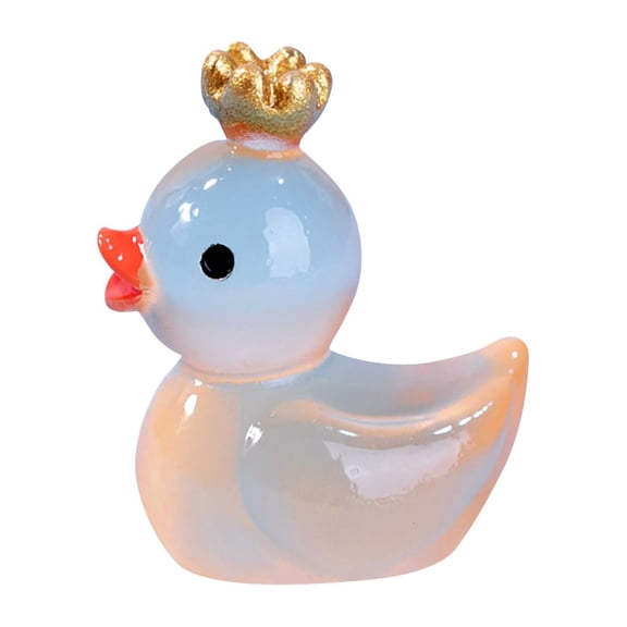 Qocolhg 10 Pieces Luminous Mini Resin Ducks with Crown Miniature Figures Micro Fairy Garden Landscape Aquarium Tiny Ducks Dollhouse Ornament Colorful Duck DIY Charms for Christmas Birthday Party