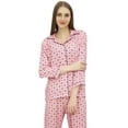 thumbnail image 4 of Bimba Women's Pajama Suit Set 2 Pcs Printed Long Pink Nightwear Full Sleeve Set-4, 4 of 5