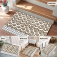 thumbnail image 5 of Area Rug 2 x 3 Ft, Brown Pine Leaves Indoor Accent Bathroom Rugs for Kitchen/Laundry Room, Abstract Art Geometric Gray Plaid Washable Non-Slip Runner Floor Mat for Entryway, Living Room, 5 of 8