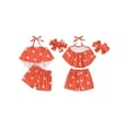 thumbnail image 3 of Aojekbee Baby Girls Patriotic Outfits Star Print Sleeveless Halter Tops and Elastic Shorts Headband Set Summer Clothes, 3 of 10