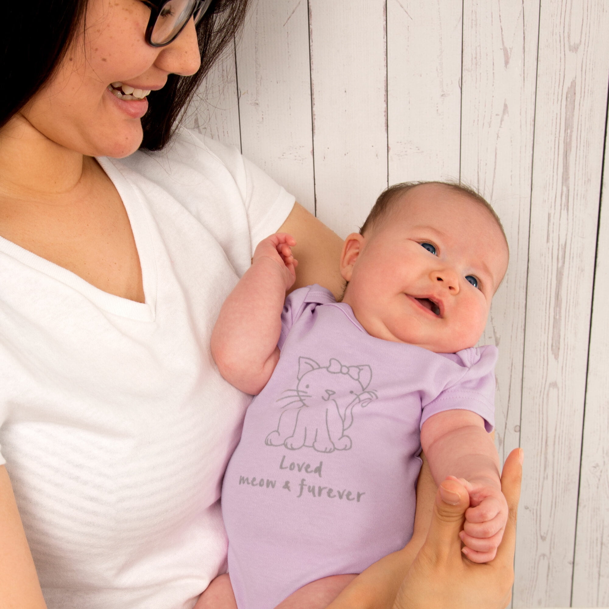 Pavilion Gift Company - Soft Lavender Kitty - 0-6 Months Onesie
