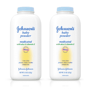(2 pack) (2 pack) Johnson's Baby Powder With Aloe Vera & Vitamin E For After Bath, 15 Oz.