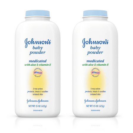 (2 pack) (2 pack) Johnson's Baby Powder With Aloe Vera & Vitamin E For After Bath, 15 Oz.