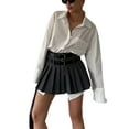 thumbnail image 3 of Coduop Women High Waisted Pleated Skirt Plain Plaid A-line Mini Skirt Club Streetwear, 3 of 6