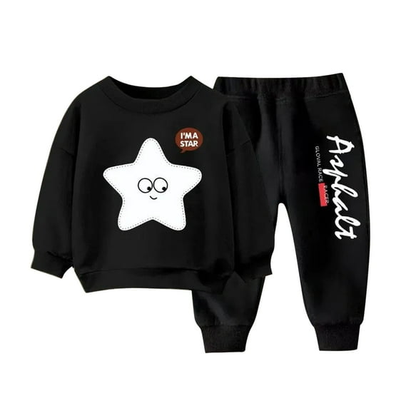Utoimkio Toddler Baby Boy Girls Cute Print Fall Outfits Long Sleeve Sweatshirt & Jogger Pants Set 2Pcs Fall Winter Clothes
