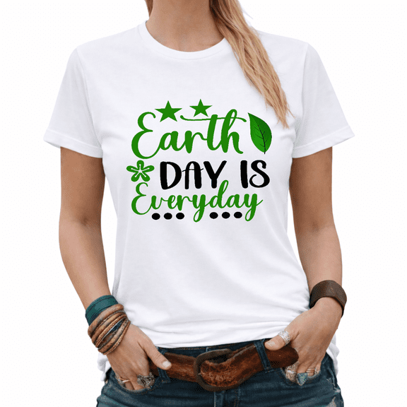 Trendy Boho Earth Day Every Day Nature Lover Graphic Tees Womans T-shirt White/Black S-5XL Tops