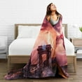 thumbnail image 5 of DouZhe Ultra-Soft Micro Fleece Lightweight Flannel Bed Blanket, Fantasy Moon Bat Man Deer Print Cozy Warm Throw Blankets, 80"x60", 5 of 7