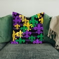 thumbnail image 3 of Throw Pillow Cover Mardi Gras Carnival Fleur De Lis Pattern Home Decor Pillowcase for Sofa 18x18 Inches, 3 of 6