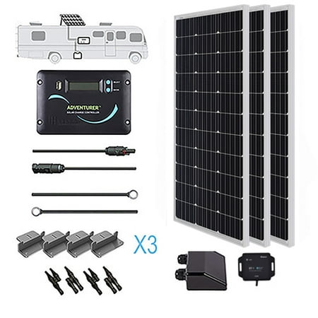 Renogy 300 Watt 12 Volt Monocrystalline Solar RV Kit with 30A