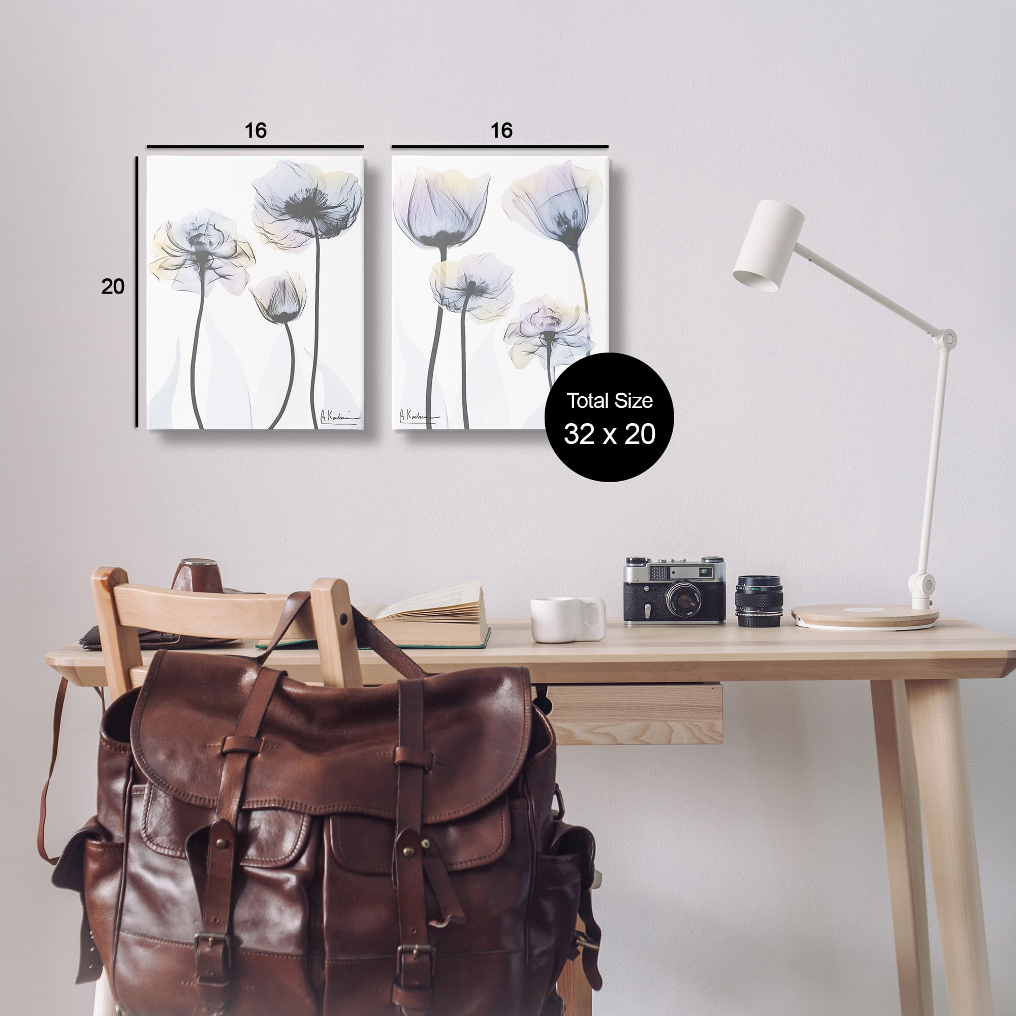 Stupell Industries Modern X-Ray Blooms Botanical & Floral Photography Gallery Wrapped Canvas Art Print Wall Art, 16 x 20, Set of 2
