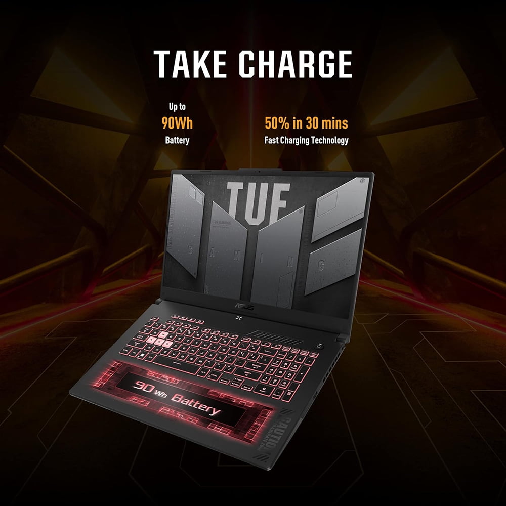 ASUS TUF Gaming A17 (2023) Gaming Laptop, 17.3" FHD 144Hz Display, GeForce RTX 4050, AMD Ryzen 7 7735HS, 16GB DDR5, 1TB PCIe 4.0 SSD, Wi-Fi 6, Windows 11, FA707NU-DS74
