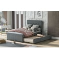 thumbnail image 3 of Linen Upholstered Platform Bed Frame With Headboard And Trundle, Full, 3 of 9