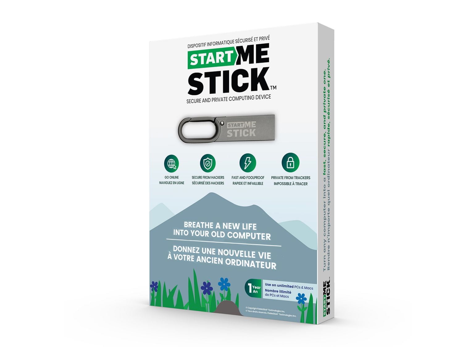 StartMeStick Revive Old Computers, Plug-in Operating System, Unlimited Use on Unlimited PCs and Macs for 1 Year