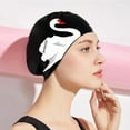 thumbnail image 3 of Ruijuer Swimming Cap Women Extra Large Earmuff Waterproof Not-Too-Tight Long Hair Special Silicone Swan Print Pattern Swimming C, 3 of 3