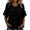 Black02, variant on Womens Workout Tops Solid Crinkle Blouse, Ruffle Fringe Crew Neck Double Layer Flounce Short Sleeve Raw Frayed Trim Loose Gathered Pullover Top Womens T Shirts