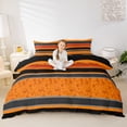 thumbnail image 2 of jejeloiu Vivid Paisley Duvet Cover King For Men Women,Floral Print King Bedding,Orange Black,Black Reversible,3 Pieces,1 Duvet Cover and 2 Pillowcases, 2 of 6