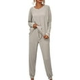 thumbnail image 1 of Innerwin Loungwear Elastic Waist Ladies Nightwear Sleep Drawstring With Pockets Sleepwear Gray L, 1 of 6