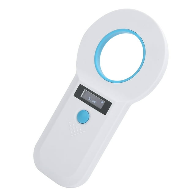 Label Scanner,, Pet Tag Scanner, Portable Small Size 134.2kHz Pet Management Scanner 128 Pieces Data Storage Black,White