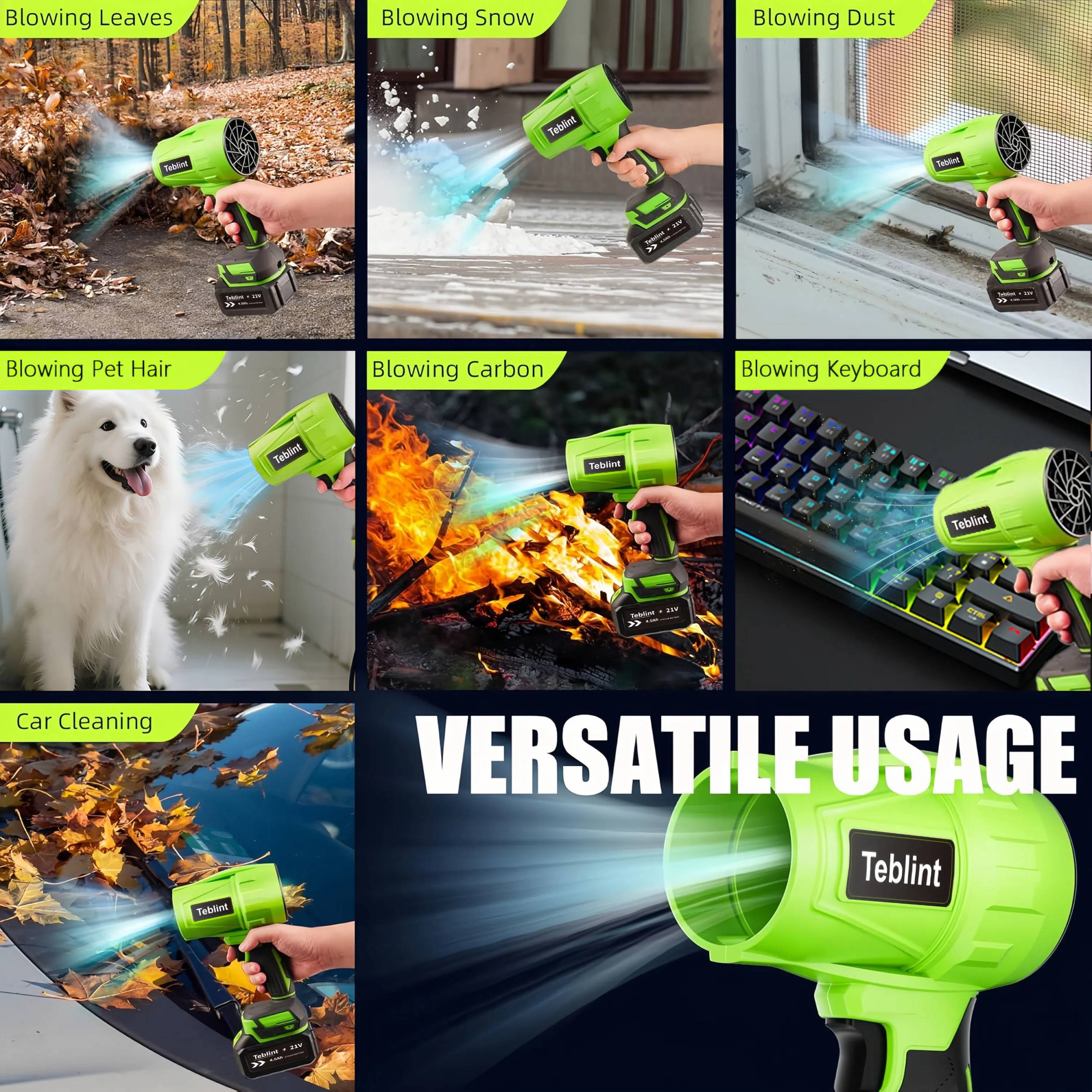 Teblint Cordless Leaf Blower 150 MPH with 2 Batteries photo 7