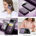 thumbnail image 5 of Wallet Case for Google Pixel 9 / 9 Pro Compatible with MagSafe, Magnetic Detachable Card Slots Holder PU Leather Kickstand RFID Blocking Camera Protection Luxury Case,Purple, 5 of 11