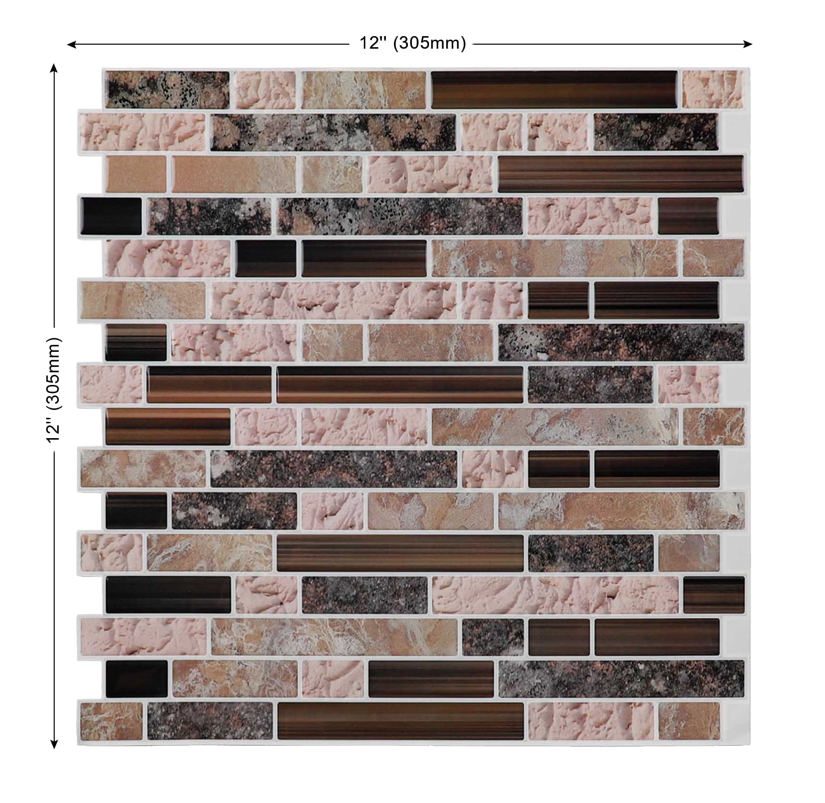10-Sheet Peel and Stick Backsplash, 12" x 12" Self Adhesive 3D Backsplash Wall Tile Sticker for Kitchen Bathroom