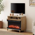 thumbnail image 3 of WAMPAT 3-Sided Farmhouse Fireplace TV Stand, Up to 43'' TVs, Highboy Entertainment Center, 36'' Glass Electric Fireplace, Small Media Console Table, Living Room Storage,Oak, 3 of 8