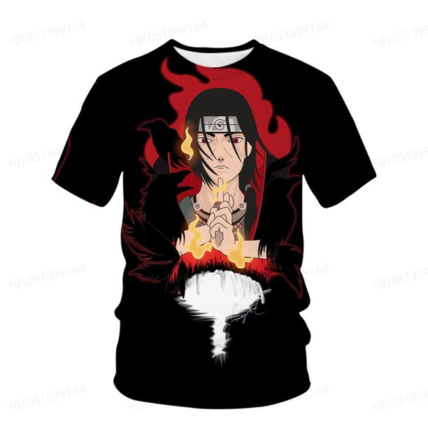 Camiseta negra de Naruto para adolescentes, camiseta moderna a la moda para hombres, camiseta informal de verano con cuello redondo para niños, camiseta Top 2023 Hot NewXS heqiyong CONDUJO