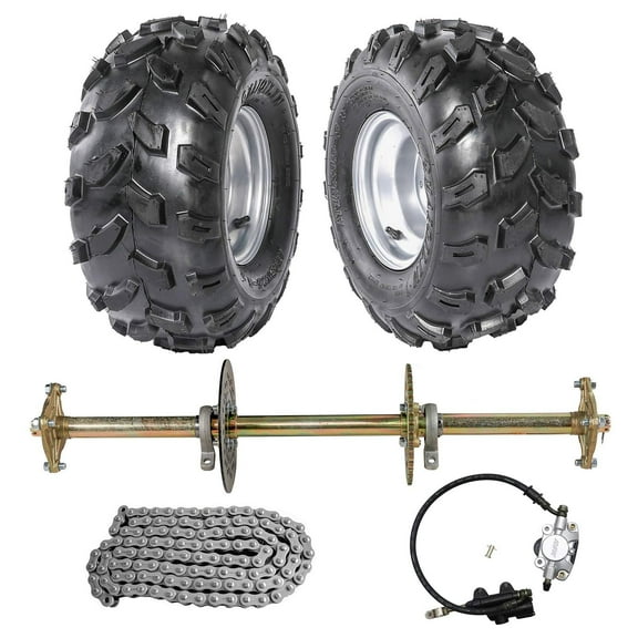 32" Go Kart Rear Live Axle Kit w/ 18x9.50-8" Wheels Tires Rims, 428 41T sprocket, Brake Assembly DIY Parts for Go Cart ATV Quad Golf Cart Buggy Four Wheels Drift Trike
