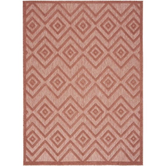 5 x 7 ft. Coral Orange Argyle Indoor & Outdoor Rectangle Area Rug - Coral - 5 x 7 ft.