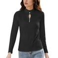 thumbnail image 1 of Hauts en Molleton pour Femmes, Couleur Unie Manches Longues Molleton Double Face, Couche de Base pour Femmes, 1 of 6