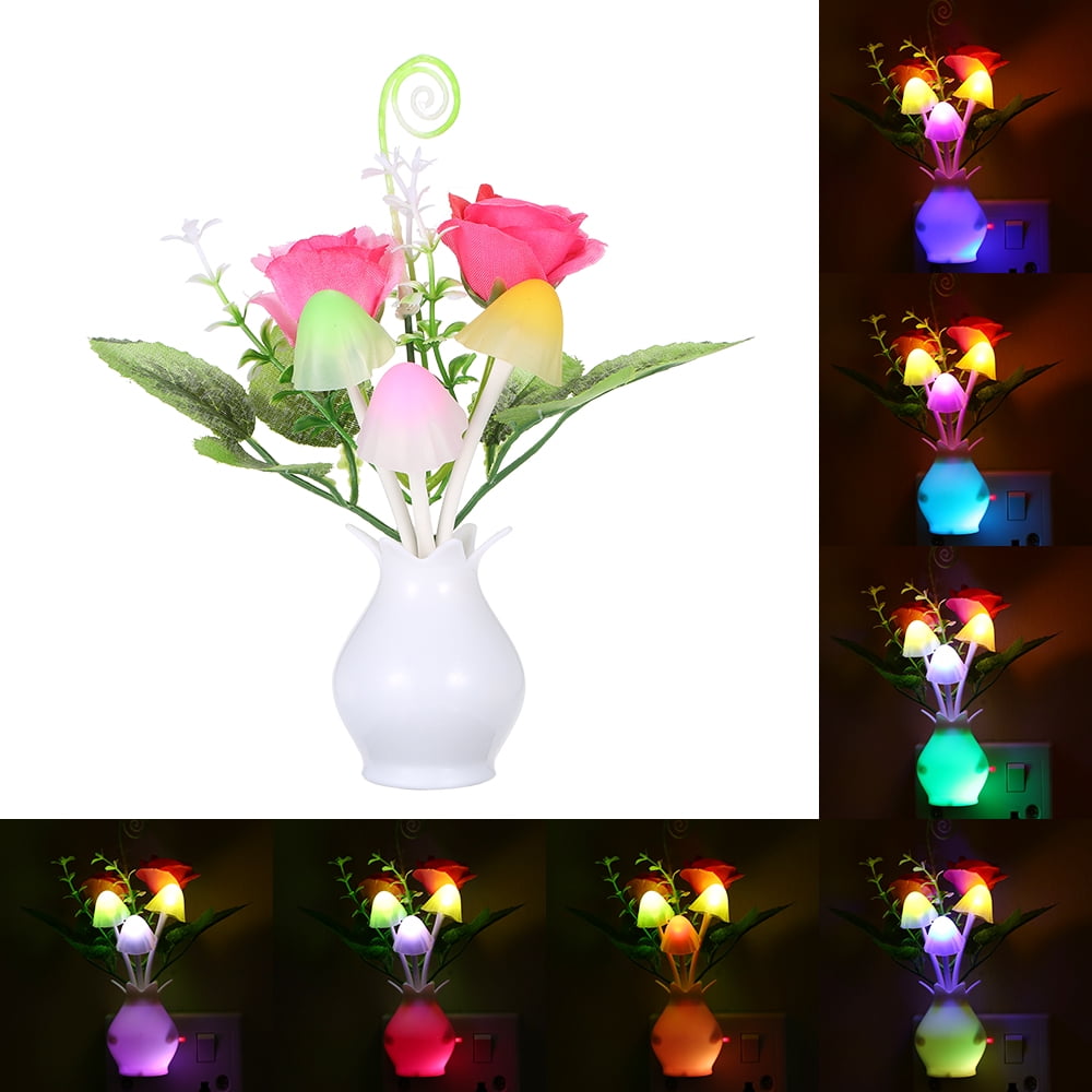 AC110220V LED Flower Vase Potted Wall Lamp Night Light Sensitive Light