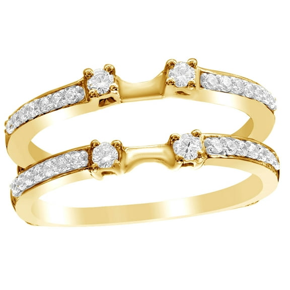 White Natural Diamond Solitaire Enhancer Ring in 10k Yellow Gold (0.33 Cttw)