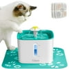 Veken Cat Water Fountain, 84oz Automatic Pet Water Fountain Dog Water Dispenser with 3 Replacement Filters & 1 Silicone Mat for Cats and Small to Medium Dogs（Cyan）