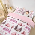 thumbnail image 2 of Erosebridal Girls Camping Queen Duvet Cover Set, Pink Tent Jungle Tree Bedding, Pink Reversible, 1 Duvet Cover and 2 Pillowcases (No Comforter), 2 of 5