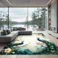 thumbnail image 2 of ODIKA 6'x9' Ultra-Soft Area Rug, Bathroom Vintage Symmetrical Plume Display Watercolor Classical None Washable, Bare feet friendly, Silk-Touch for Guest Room, Bedroom, 2 of 7