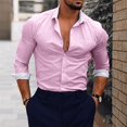 thumbnail image 1 of Camisa de hombre 2024, traje con solapa, para oficina, ocio, deportes al aire libre, gimnasio, costura, moda sencilla, color sólido, suave, cómoda, talla grande, 1 of 6