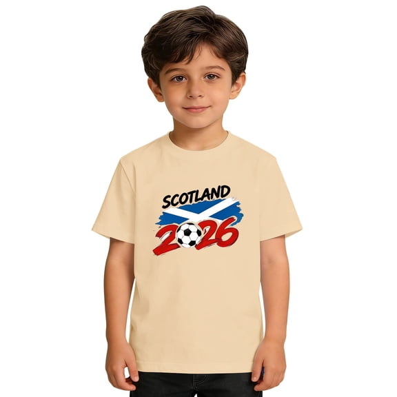 YunPes Unisex Short Sleeve T-shirt Football Print Tees Scotland 2026 Football Tops Summer Boys & Girls Casual Crewneck Clothes