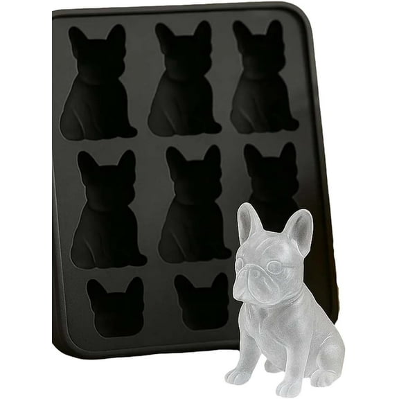 French Bulldog Ice Cube Mold,6 Hole Fun Animal Shapes Large Frenchie Bull Dog Ice Cube Tray for Whiskey,Cocktail,Bourbon, Cute Novelty French Bulldog Gifts for Decor